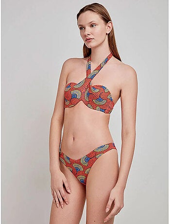 Top bikini a fascia fantasia tribale