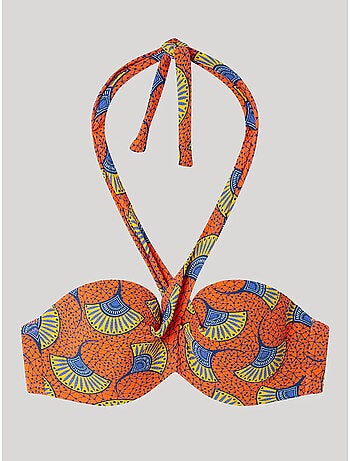 Top bikini a fascia fantasia tribale