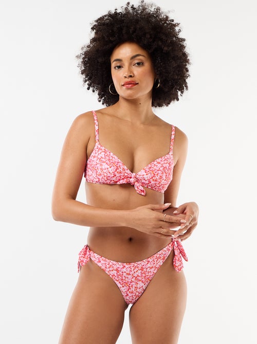 Top bikini a triangolo floreale con nodo - Kiabi