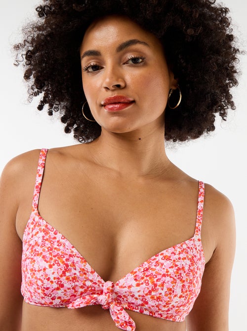 Top bikini a triangolo floreale con nodo - Kiabi