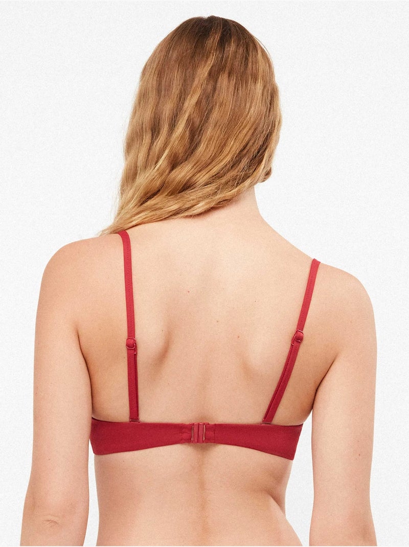 Top bikini balconette liscio Rosso - Kiabi