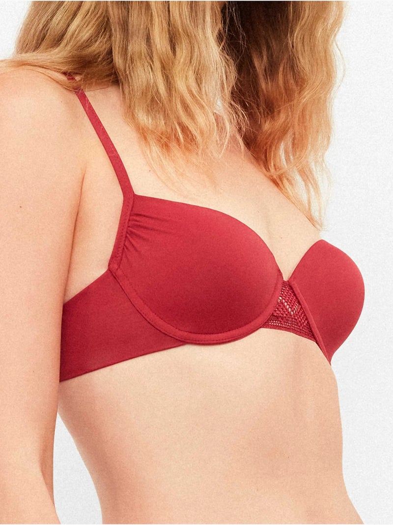 Top bikini balconette liscio Rosso - Kiabi