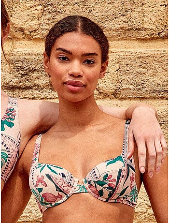 Top bikini balconette stampato