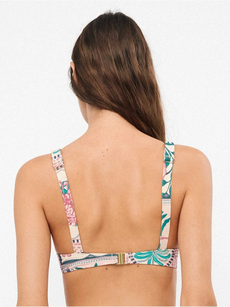 Top bikini balconette stampato Multicolore - Kiabi