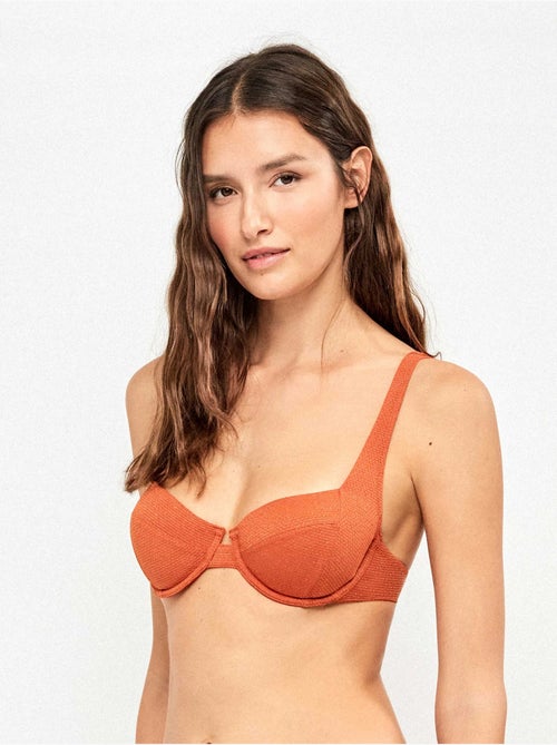 Top bikini balconette tessuto piqué lurex dorato - Kiabi Top bikini balconette tessuto piqué lurex dorato - Kiabi