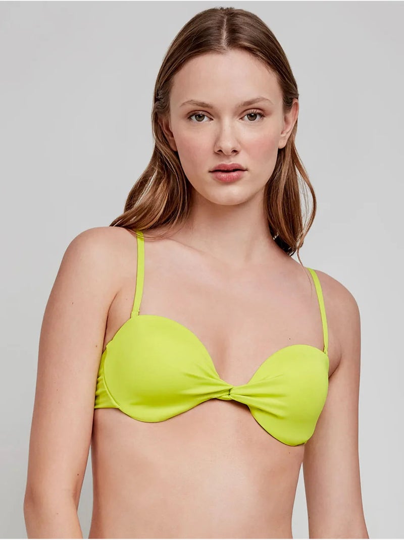 Top bikini bandeau a tinta unita Blu Verde - Kiabi