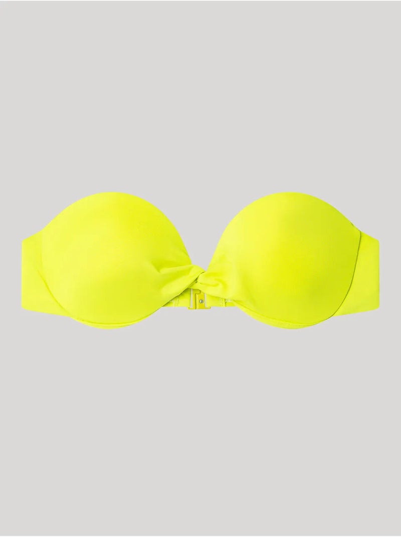 Top bikini bandeau a tinta unita Blu Verde - Kiabi
