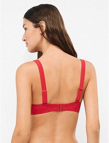 Top bikini bandeau con ferretto silicone jacquard a pois