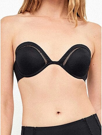 Top bikini bandeau con scollo profondo
