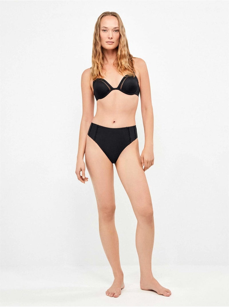 Top bikini bandeau con scollo profondo Nero - Kiabi