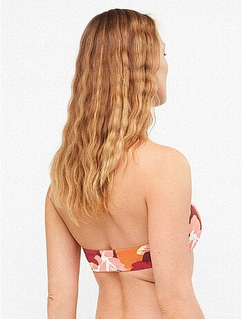 Top bikini bandeau retrò geometrico senza ferretto