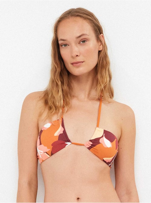 Top bikini bandeau retrò geometrico senza ferretto - Kiabi