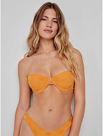 Top bikini bandeau tessuto strutturato