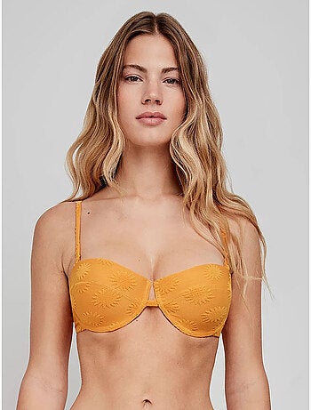 Top bikini bandeau tessuto strutturato
