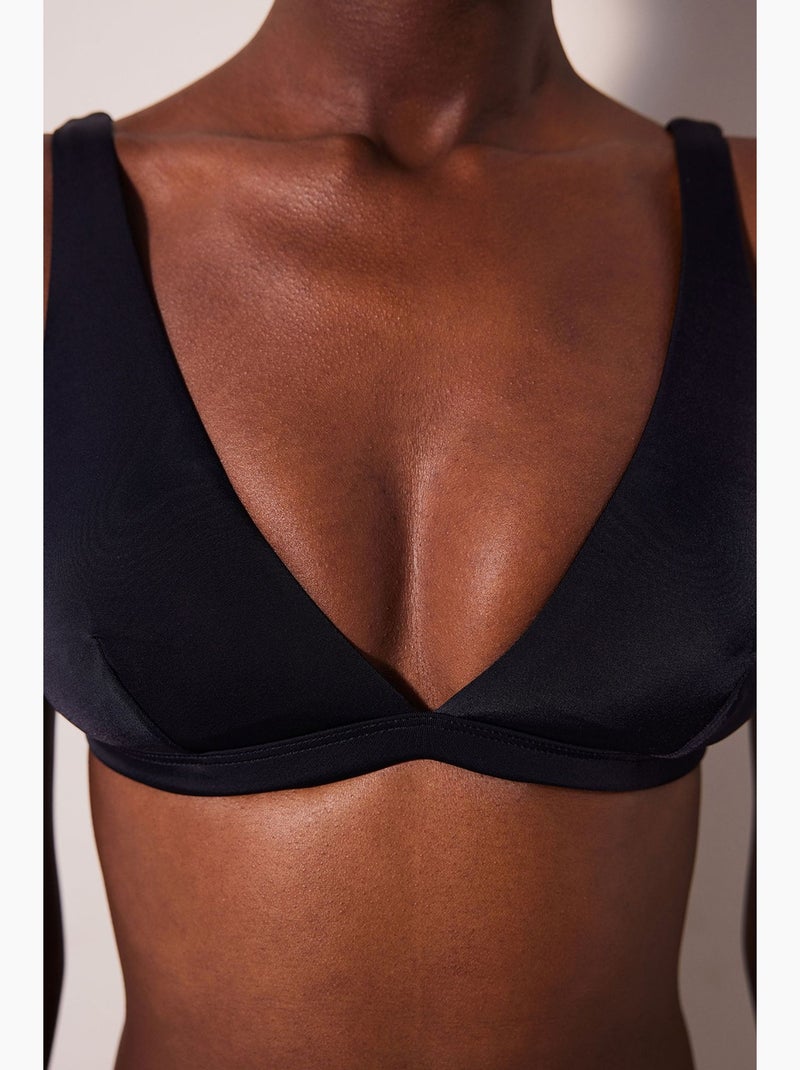 Top bikini basic con scollo a v profondo penti Nero - Kiabi