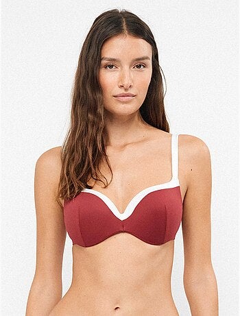 Top bikini bicolore con ferretti integrati