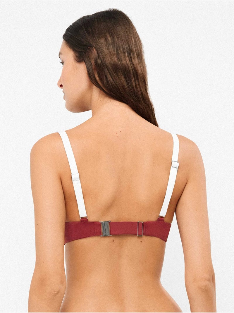 Top bikini bicolore con ferretti integrati Bordeaux - Kiabi