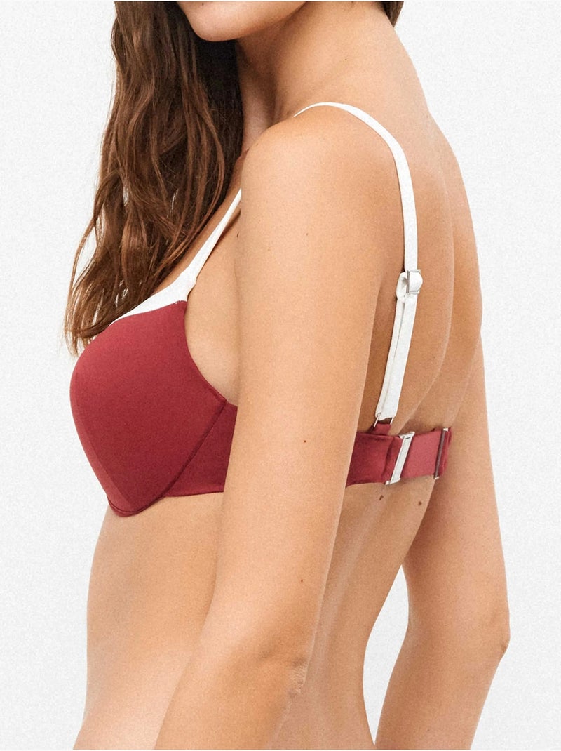 Top bikini bicolore con ferretti integrati Bordeaux - Kiabi
