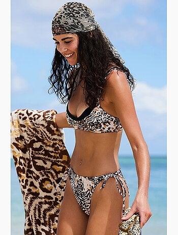 Top bikini brissa con stampa leopardata penti