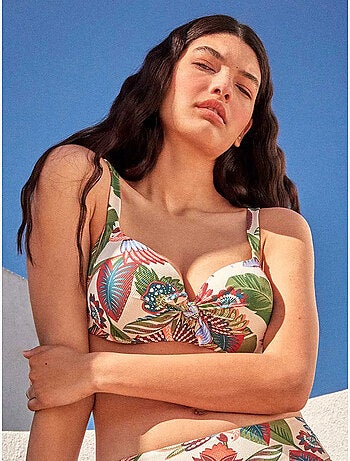 Top bikini capienza stampato tropicale