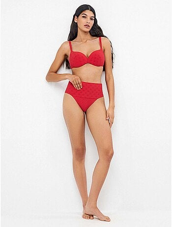 Top bikini con aros integrati jacquard a pois