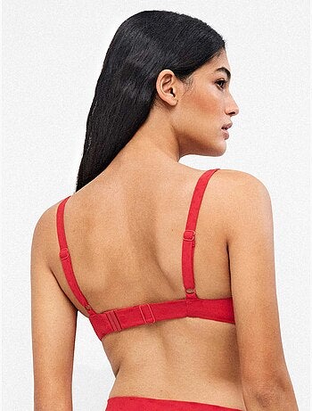 Top bikini con aros integrati jacquard a pois