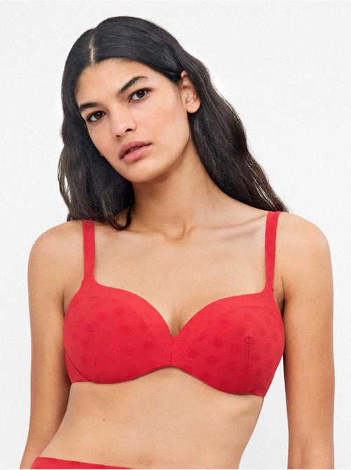 Top bikini con aros integrati jacquard a pois - Kiabi Top bikini con aros integrati jacquard a pois - Kiabi