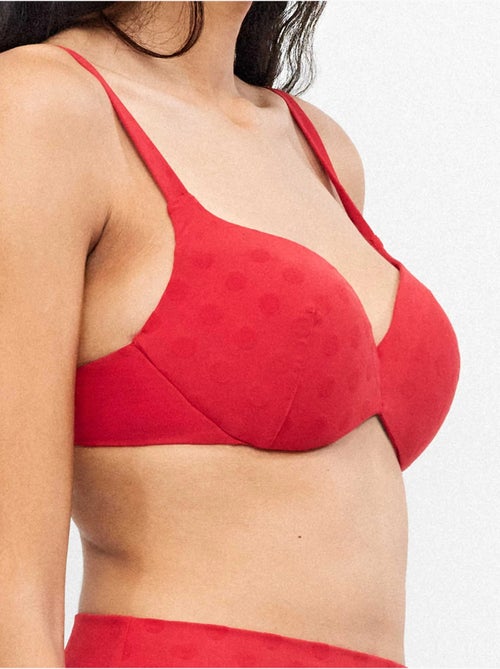 Top bikini con aros integrati jacquard a pois - Kiabi Top bikini con aros integrati jacquard a pois - Kiabi