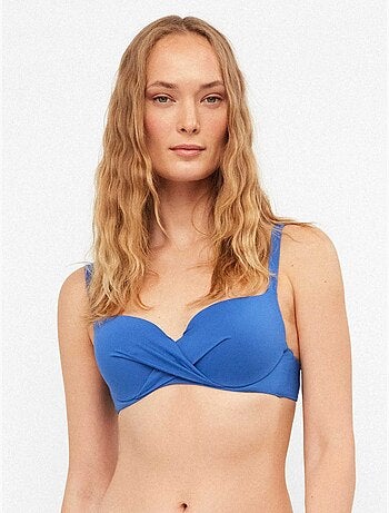 Top bikini con incrocio frontale
