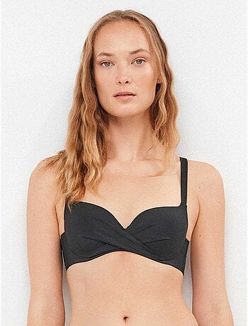 Top bikini con incrocio frontale