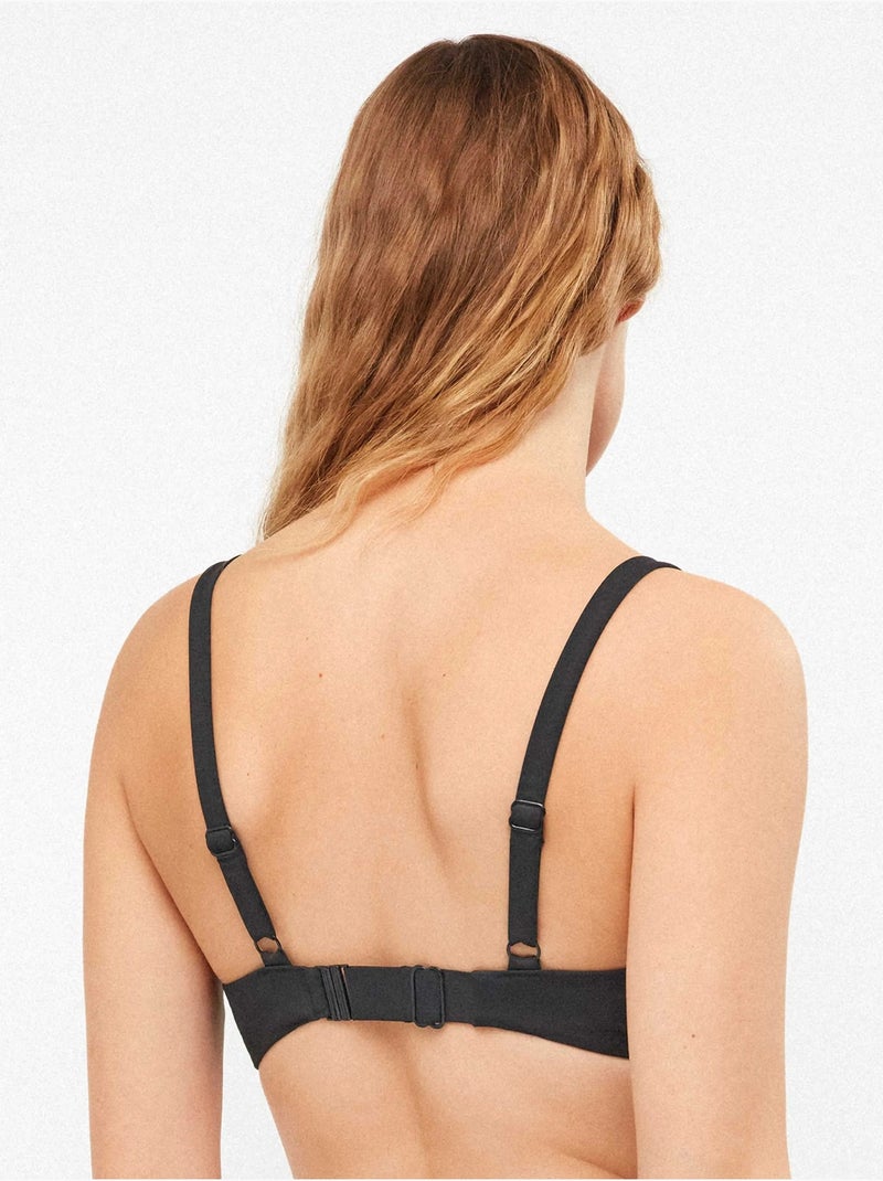 Top bikini con incrocio frontale Nero - Kiabi