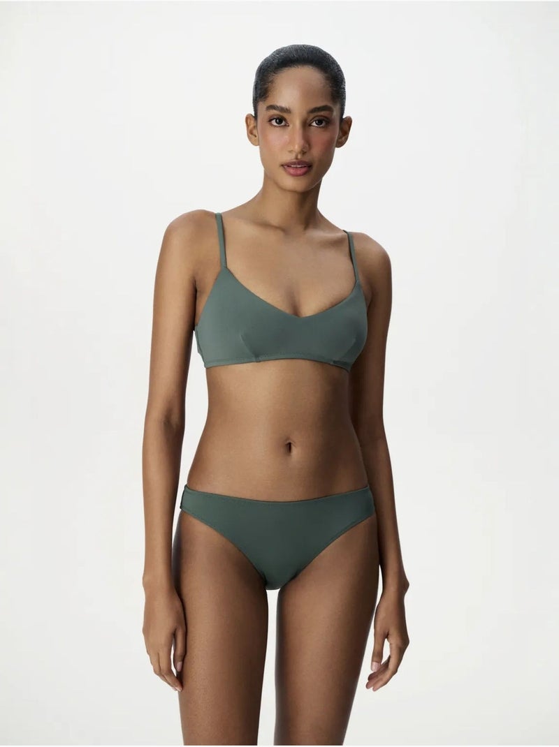 Top bikini con scollo a v davanti penti Verde - Kiabi