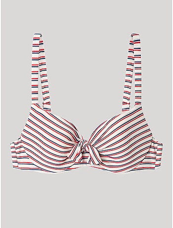 Top bikini gran capienza fantasia righe