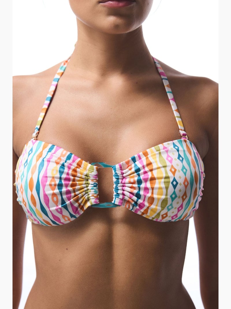 Top bikini mae a righe senza spalline penti Bianco - Kiabi