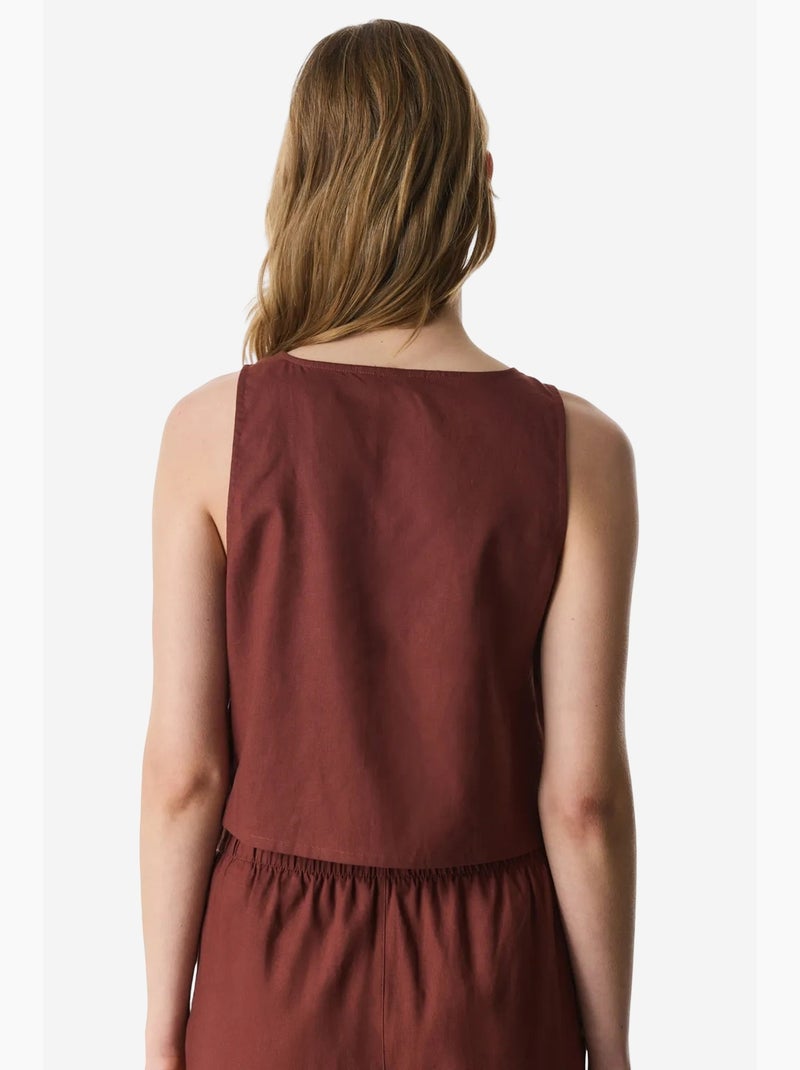 Top bikini manica corta penti Terracotta - Kiabi