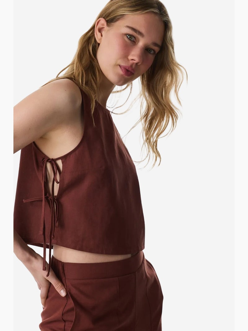Top bikini manica corta penti Terracotta - Kiabi