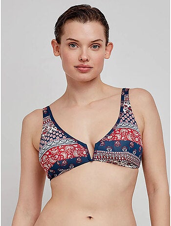 Top bikini reversibile senza ferretto fantasia etnica