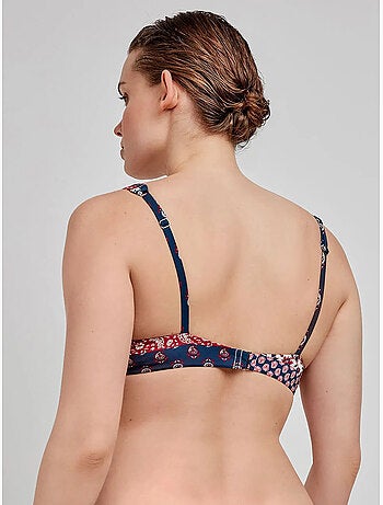 Top bikini reversibile senza ferretto fantasia etnica