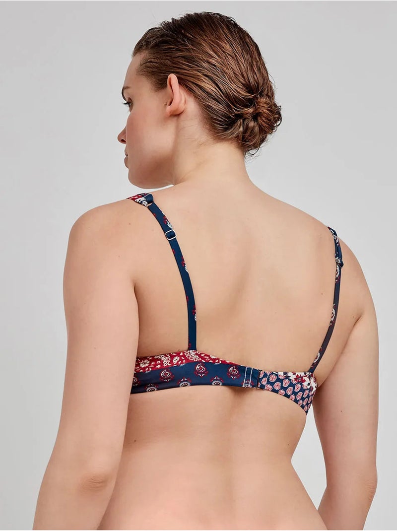 Top bikini reversibile senza ferretto fantasia etnica Multicolore - Kiabi