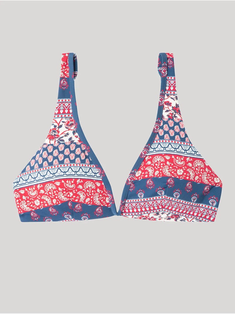 Top bikini reversibile senza ferretto fantasia etnica Multicolore - Kiabi