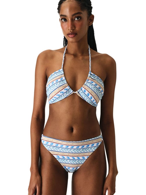 Top bikini santorini con motivo etnico testurizzato a fascia penti - Kiabi