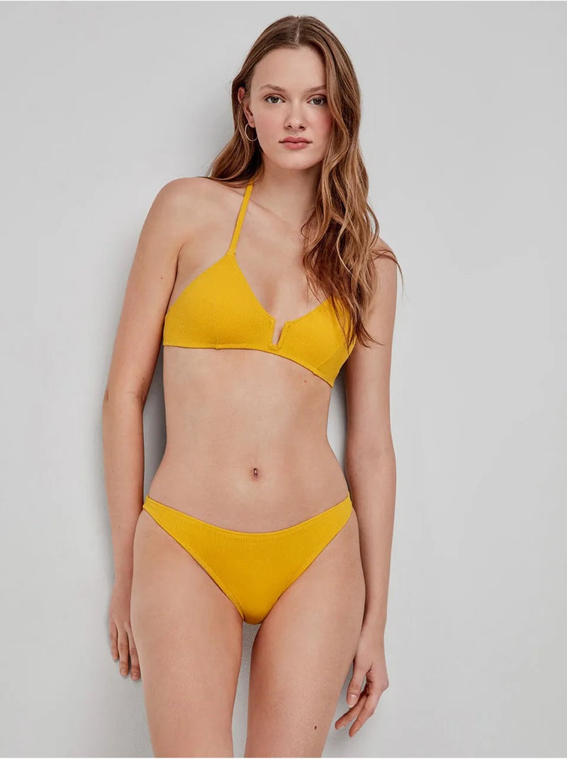 Top bikini senza ferretto e foam estraibile Giallo - Kiabi