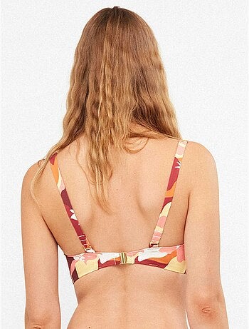Top bikini triangolare con stampa geometrica