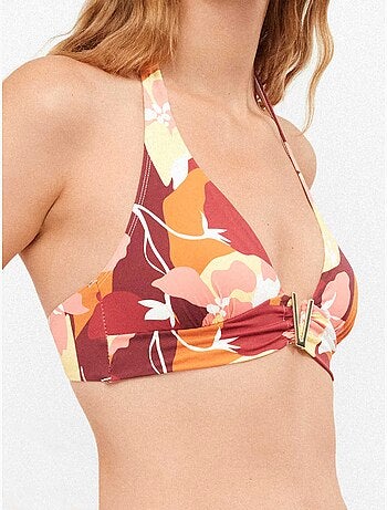 Top bikini triangolare con stampa geometrica