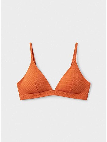 Top bikini triangolare in piqué lurex dorato