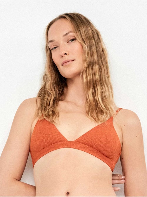 Top bikini triangolare in piqué lurex dorato - Kiabi Top bikini triangolare in piqué lurex dorato - Kiabi