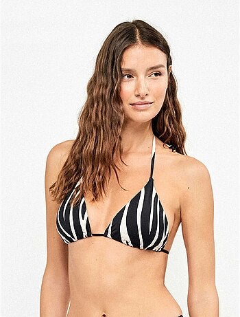 Top bikini triangolare senza ferretto stampa animalier zebra