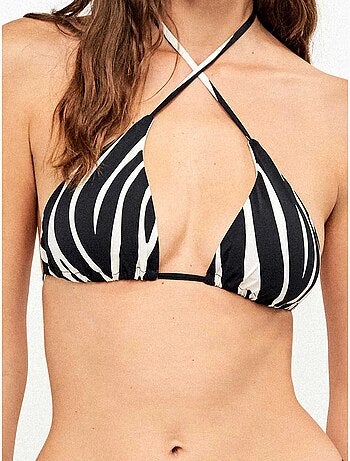 Top bikini triangolare senza ferretto stampa animalier zebra