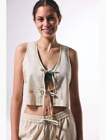 Top boho in lino penti
