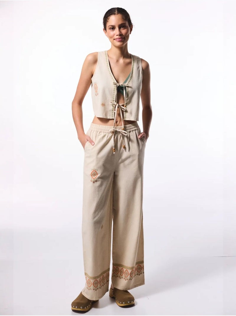 Top boho in lino penti Beige naturale - Kiabi